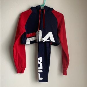 fila crop hoodie and leggings set